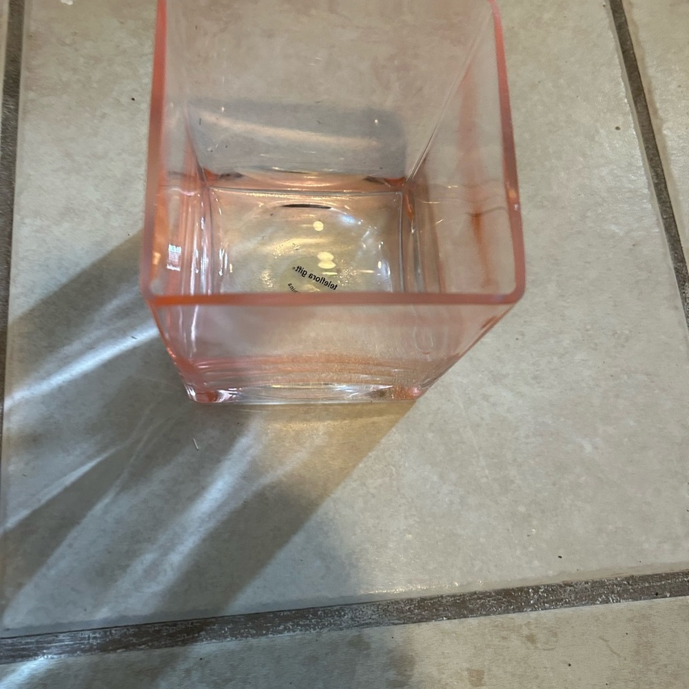 Teflora orange glass square cube floral vase planter - Picture 3 of 3
